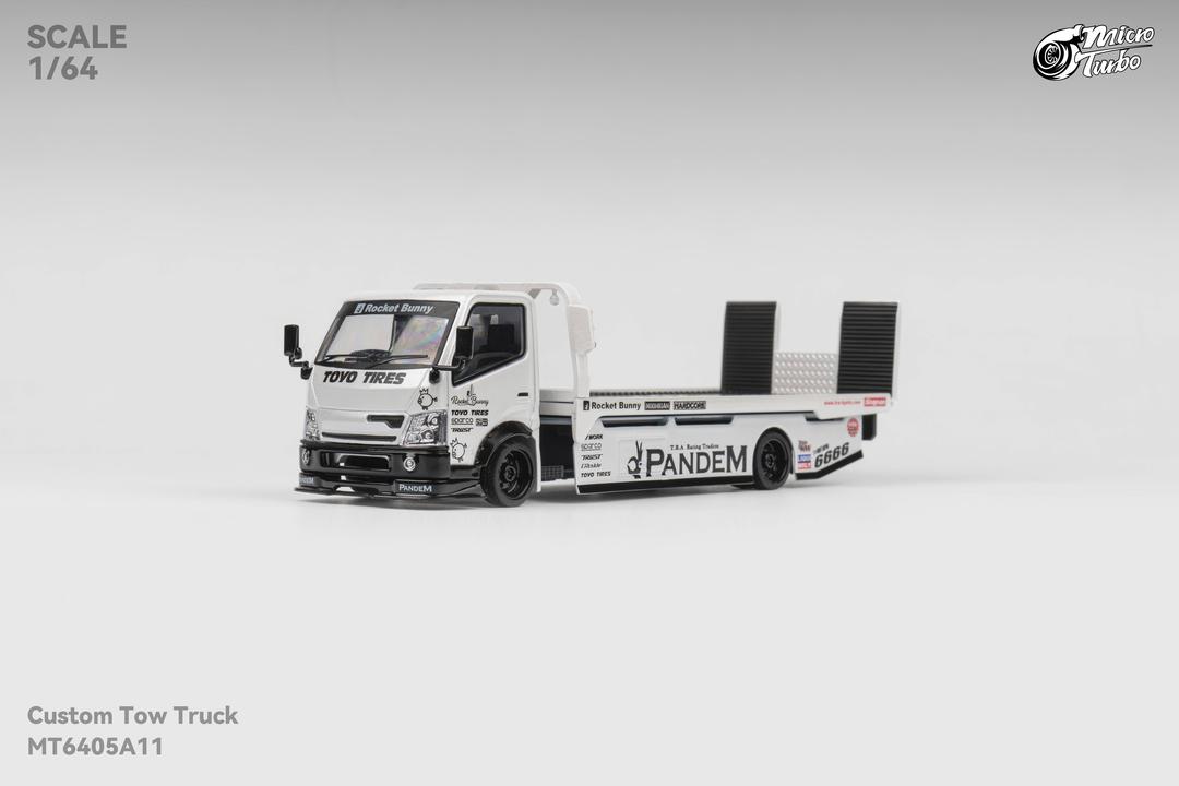 1/64 - 300 series flatbed trailer Custom Tow Truck White Pandem Rocket Bunny - Micro Turbo