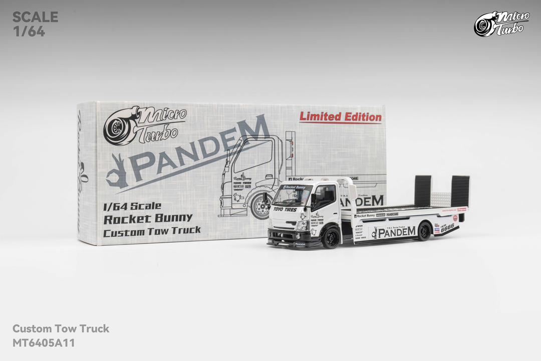 1/64 - 300 series flatbed trailer Custom Tow Truck White Pandem Rocket Bunny - Micro Turbo