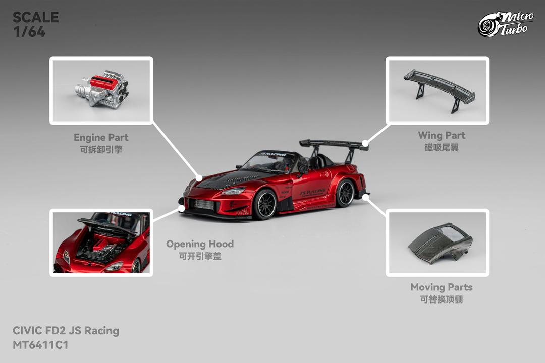 1/64 - S2000 AP1 convertible, J's Racing modified version - Micro Turbo