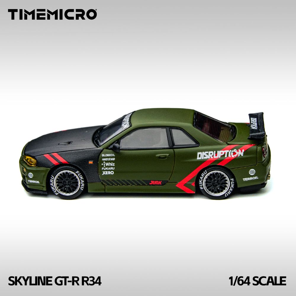 1/64 - Skyline GT-R R34 Matte Green - Time Micro - TM646317