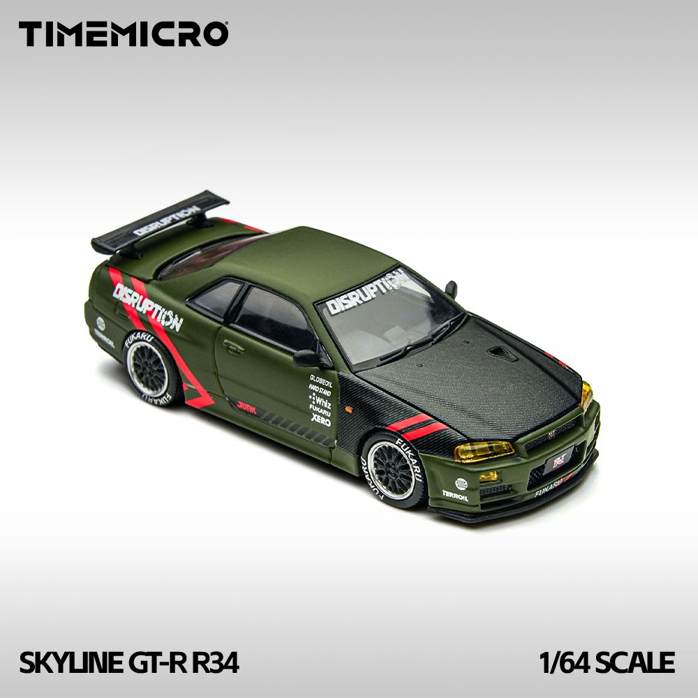1/64 - Skyline GT-R R34 Matte Green - Time Micro - TM646317