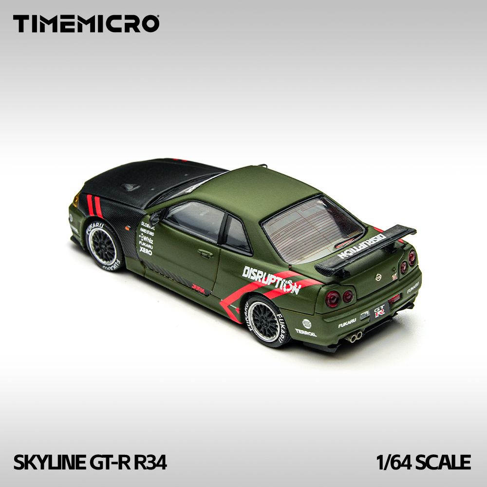 1/64 - Skyline GT-R R34 Matte Green - Time Micro - TM646317