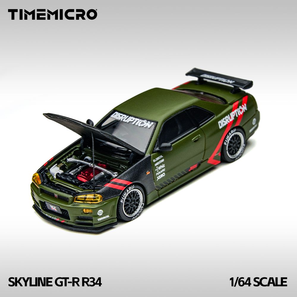 1/64 - Skyline GT-R R34 Matte Green - Time Micro - TM646317