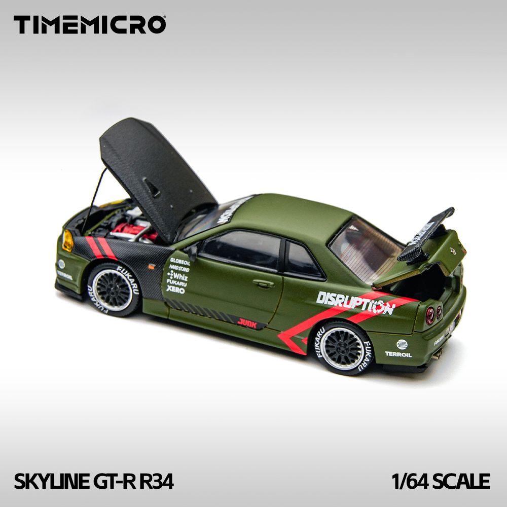 1/64 - Skyline GT-R R34 Matte Green - Time Micro - TM646317