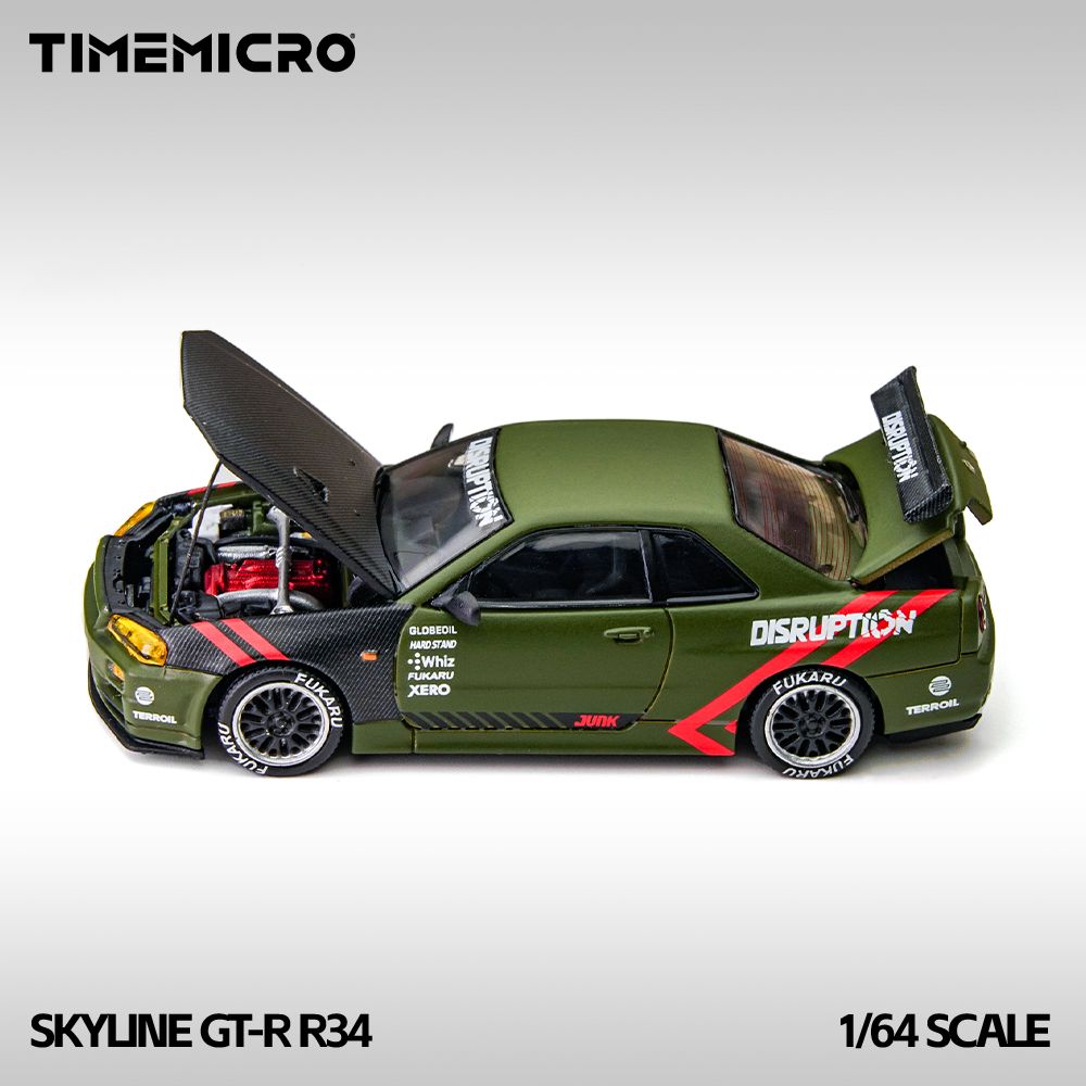 1/64 - Skyline GT-R R34 Matte Green - Time Micro - TM646317