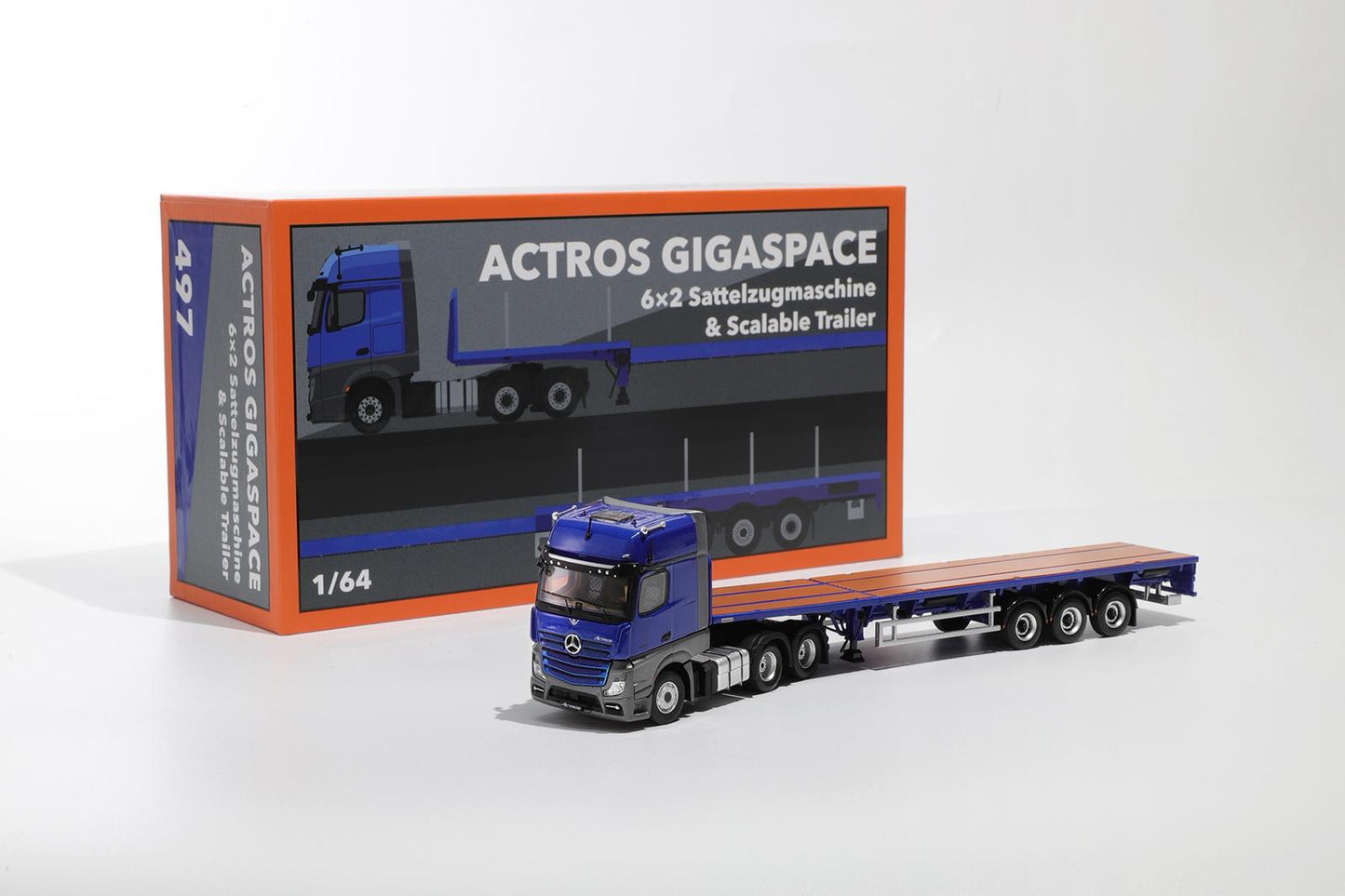 1/64 Mercedes-Benz Actros 6x2 & Scalable Trailer - GCD Diecast - KS101-497