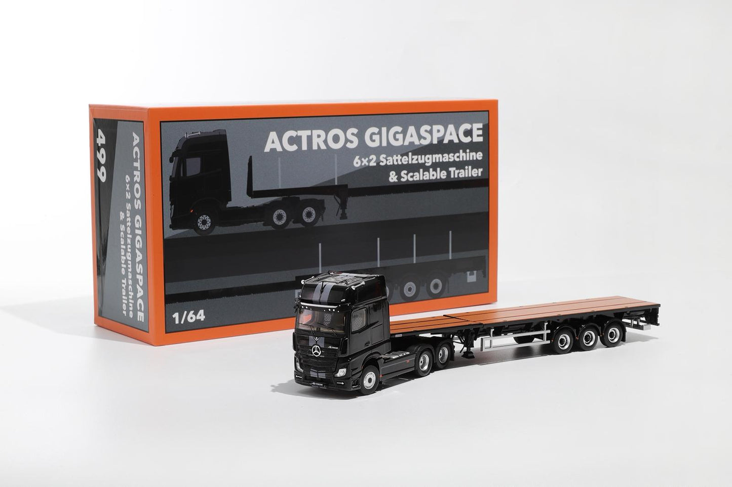 1/64 Mercedes-Benz Actros 6x2 & Scalable Trailer - GCD Diecast - KS101-499