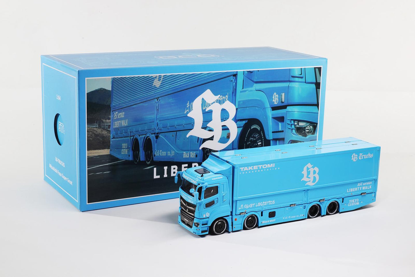 1:64 - Mitsubishi Fuso Super Great Transporter Blue - GCD - KS-073-576