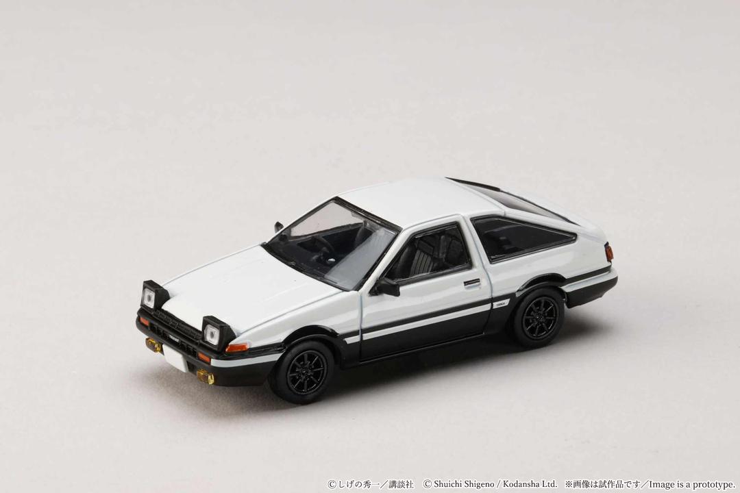 1/64 Toyota Sprinter Trueno (AE86)/INITIAL D Takumi Fujiwara vs Takeshi Nakazato, white/black - Hobby Japan - HJDMD001C