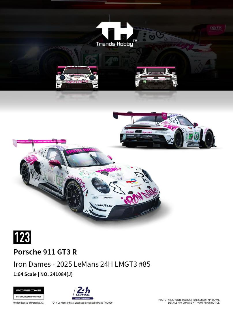 1/64 911 GT3 R LeMans 24H LMGT3 2025 Iron Dames #85 - Trends Hobby - 241084J