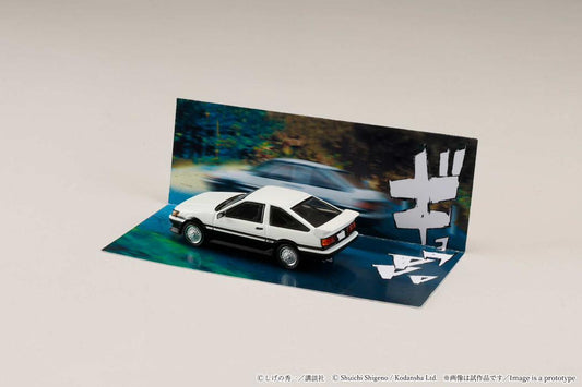 1/64 Toyota Corolla Levin (AE86)/ INITIAL D Wataru Akiyama vs Takumi Fujiwara, white/black - Hobby Japan - HJDMD008B