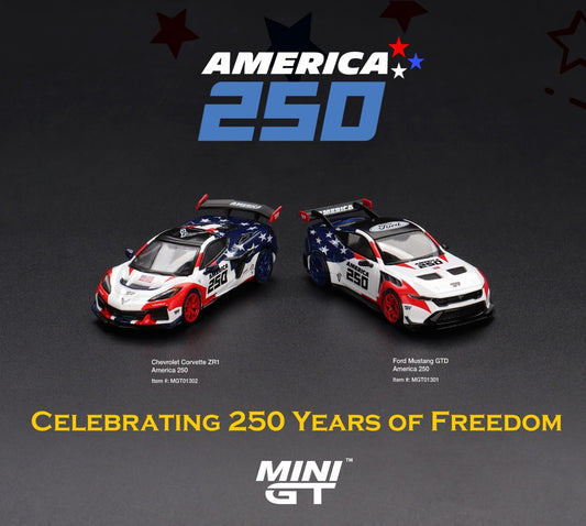 1/64 Ford Mustang GTD America 250 USA Exclusive - Blister pack - Mini GT - MGT01301-BL