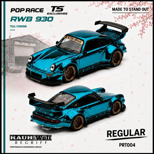 1/64 RWB930 GT Wing version *Tokyo Station Exclusives*, blue Chrome Teal - Pop Race - PRT004