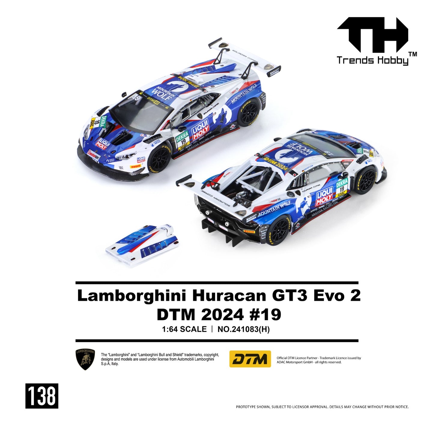 1/64 Lamborghini Huracan GT3 EVO2 DTM24 #19 - Trends Hobby - 241083H
