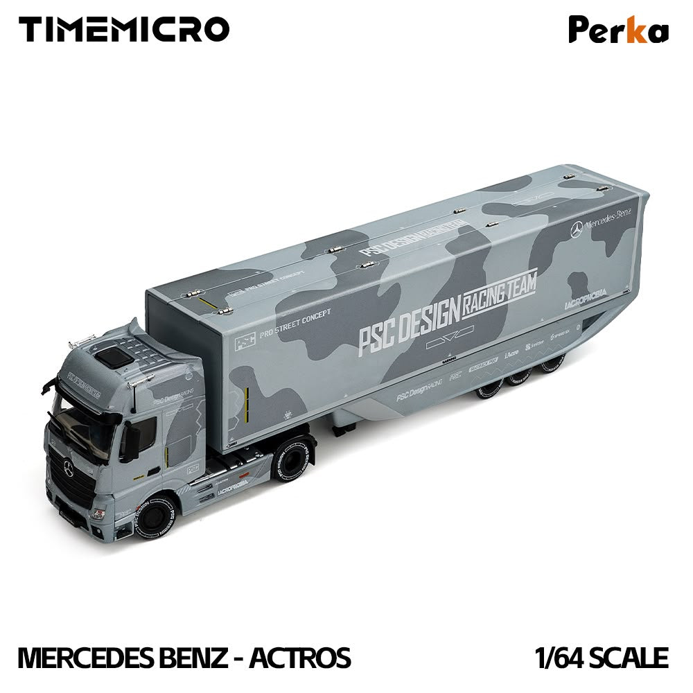 1/64 - Mercedes-Benz Actros Aero Trailer PSC Fighter Jet Gray - Time Micro x Perka - TM646753 - ***Pre order***