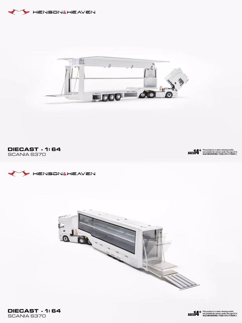 1/64 Scania S370 Truck and Trailer - Plain white - Henson & Heaven