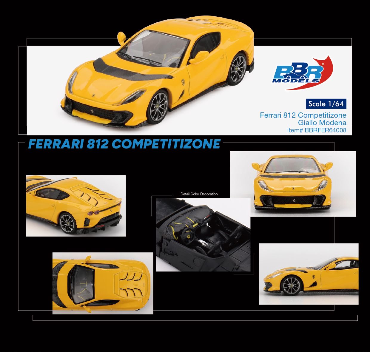 1:64 FERRARI 812 COMPETIZIONE GIALLO MODENA - BBR Models - BBRFER64008