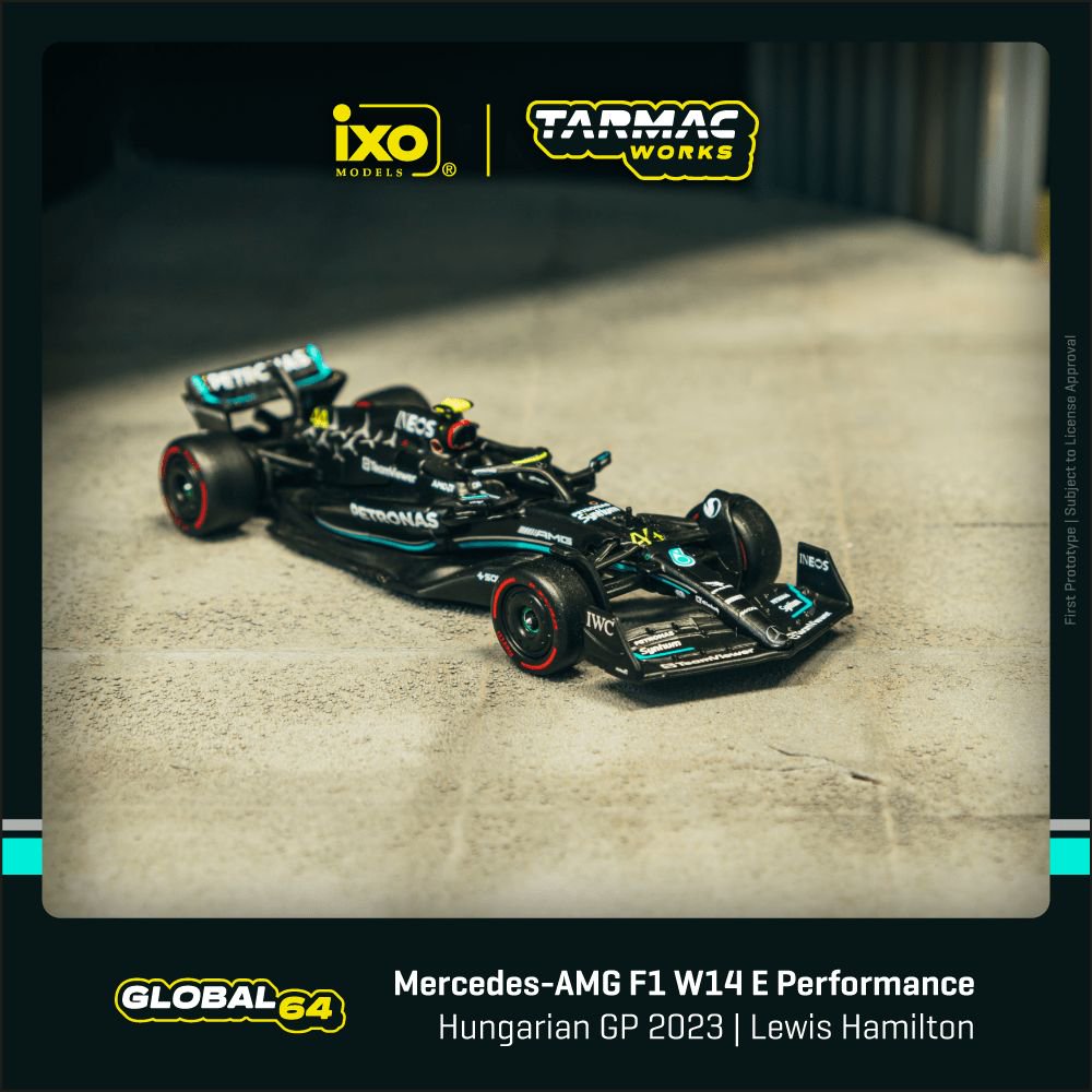 1:64 Mercedes-AMG F1 W14 E Performance Hungarian Grand Prix 2023 Pole Position Lewis Hamilton - T64G-F064-LH1