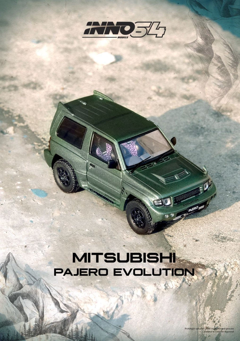 1/64 MITSUBISHI PAJERO EVOLUTION Satin Green - Inno64 - IN64-EVOP-SGRE