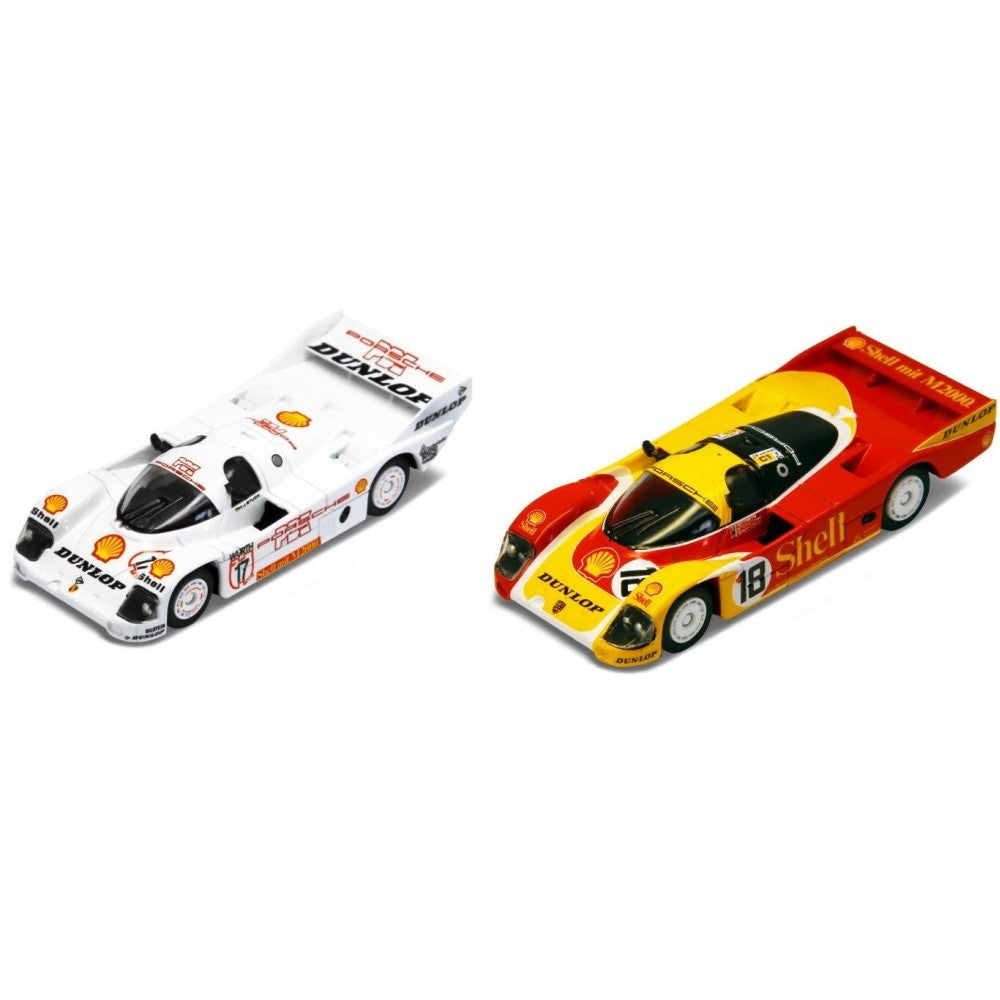 1/64 PORSCHE 962C SHELL COMBO LE MANS 1988 NO.18 AND DUNLOP SUPERCUP H.J.STUCK 1987 NO.17 (SPARKY X TINY X SHELL)