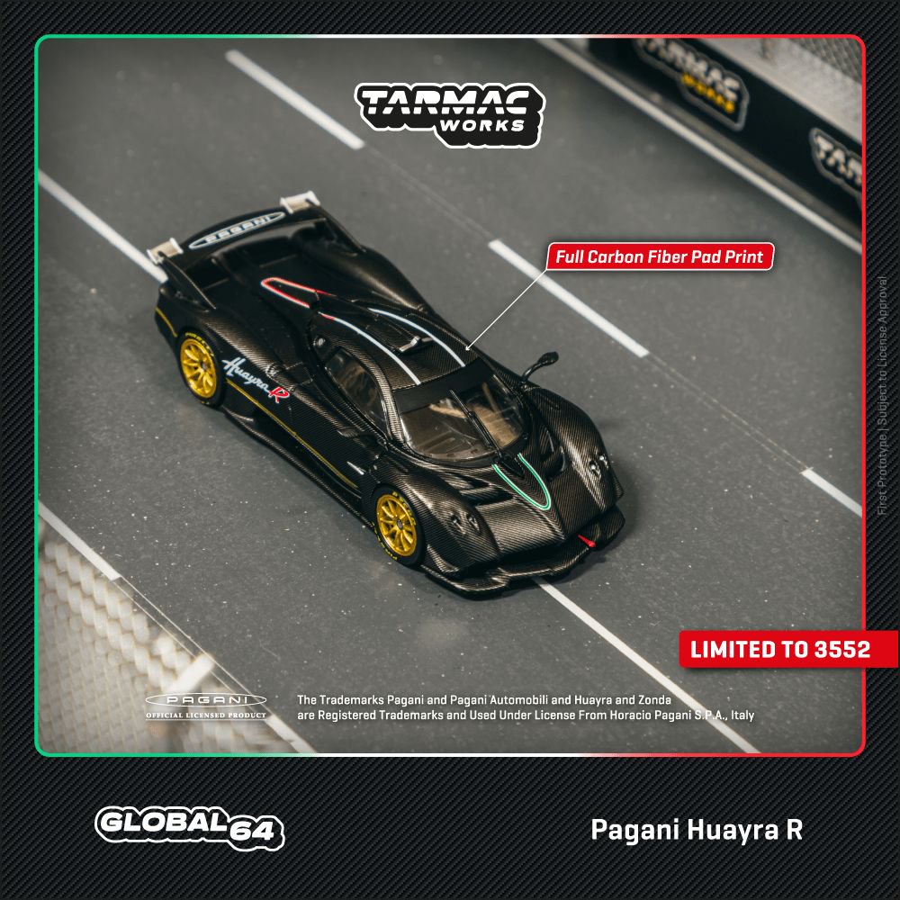 1:64 Pagani Huayra R, matt black carbon fiber - TC-T64G-TL035-MBCF