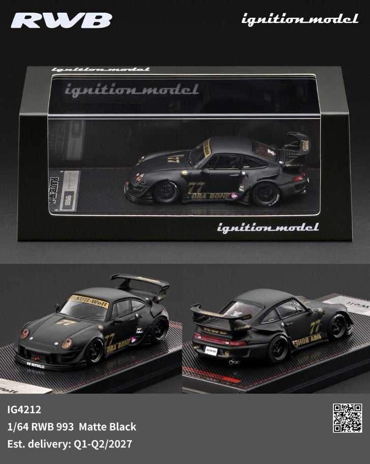 1/64 RWB 993 Matte Black - Ignition Models - IG4212