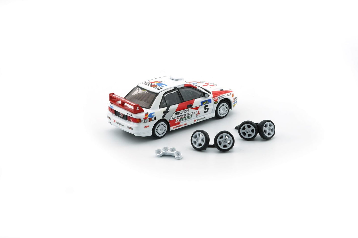 1/64 Mitsubishi Lancer EVO III (RHD) Hong Kong Beijing Rally 1995 #5 Dealer - 64B0223