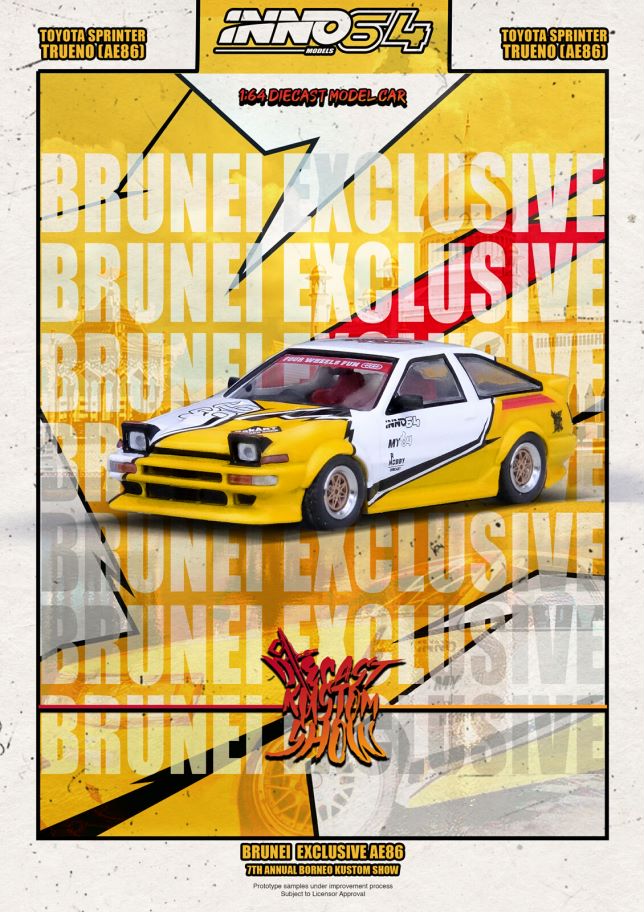 1 64 TOYOTA SPRINTER TRUENO AE86 Brunei Diecast Kustom Show 2024 IN6 KRW Models