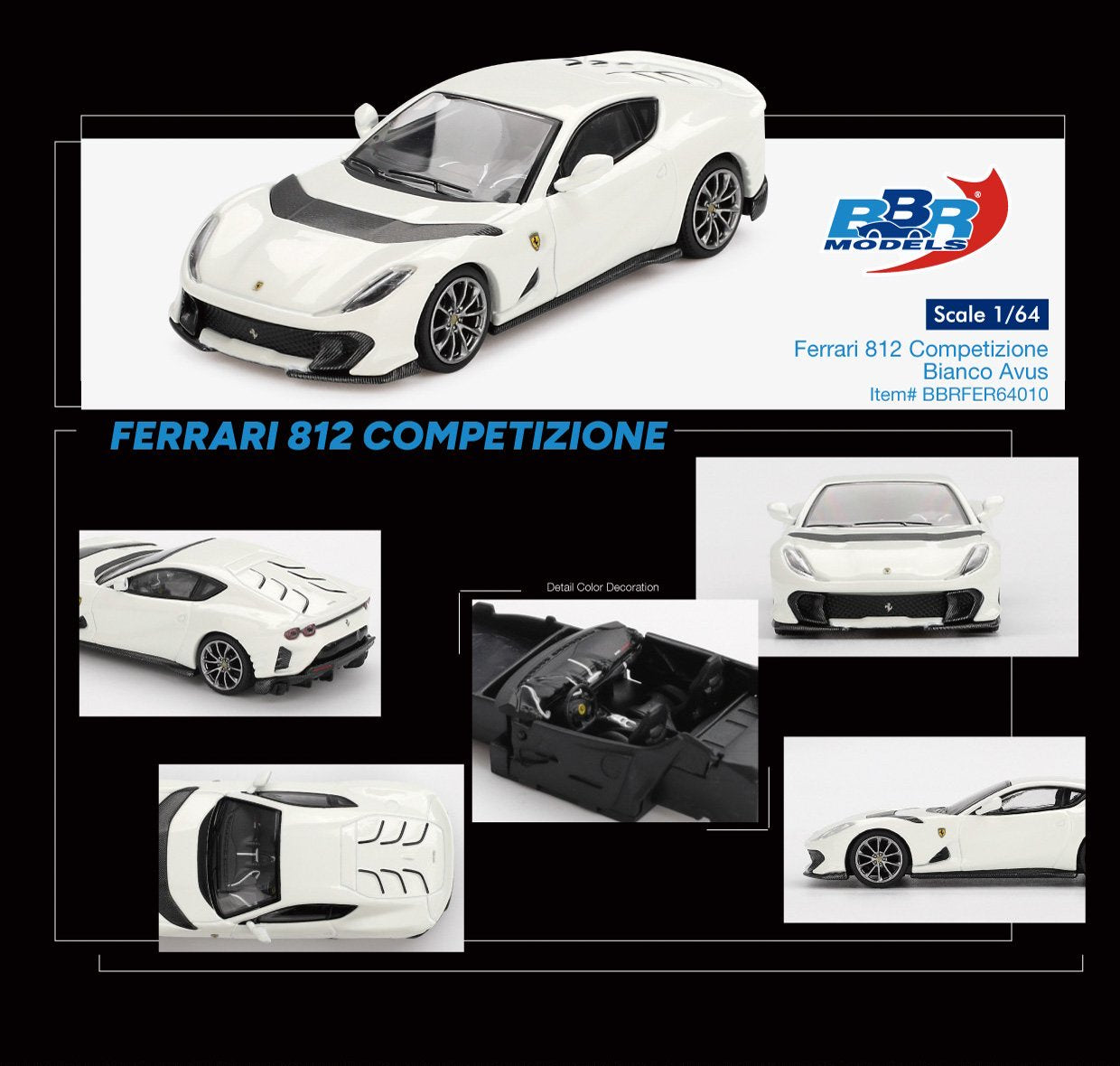 1:64 FERRARI 812 COMPETIZIONE BIANCO AVUS - BBR Models - BBRFER64010