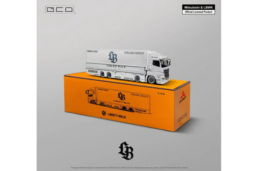 1:64 - Mitsubishi Fuso Super Great Transporter LBWK Liberty Walk LB-Trucks (White) - GCD - KS-073-301
