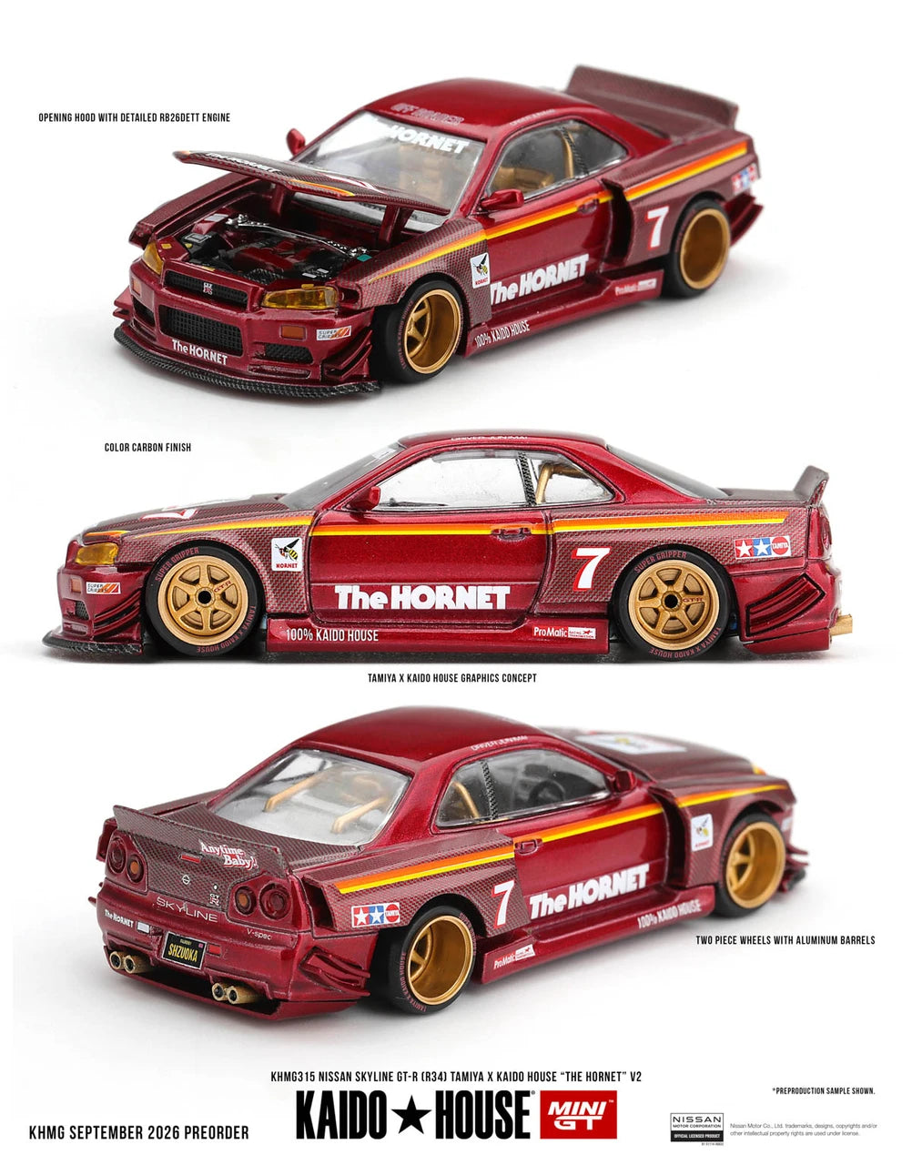 1/64 Nissan Skyline GT-R (R34) TAMIYA x KAIDO HOUSE "The Hornet" V2 - Kaido House - MGTKHMG315 *** Pre Order ***