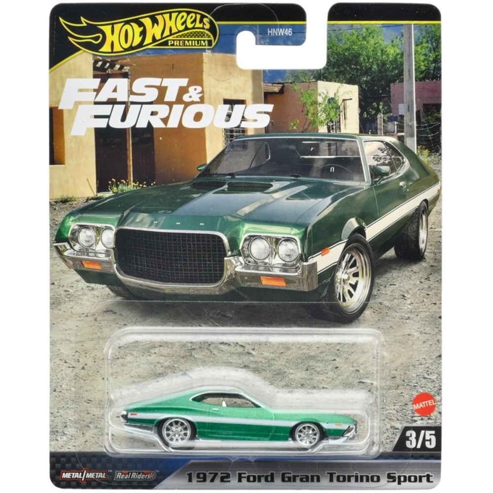 1/64 HOT WHEELS PREMIUM FAST AND FURIOUS 1972 FORD GRAN TORINO SPORT HYP72