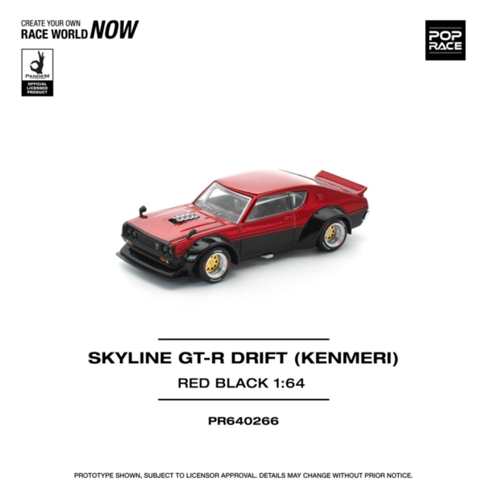 1/64 SKYLINE GT-R DRIFT KPGC110 KENMERI - RED/BLACK - Poprace - PR640266