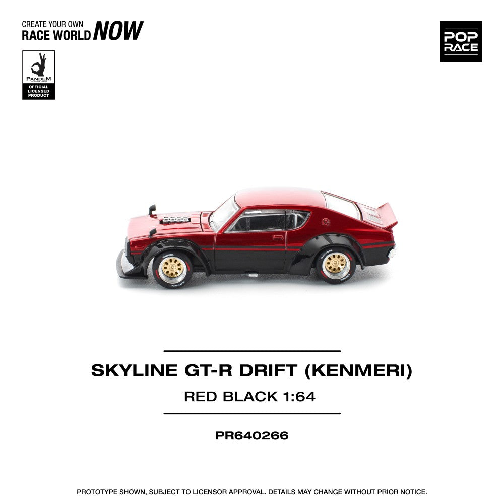 1/64 SKYLINE GT-R DRIFT KPGC110 KENMERI - RED/BLACK - Poprace - PR640266
