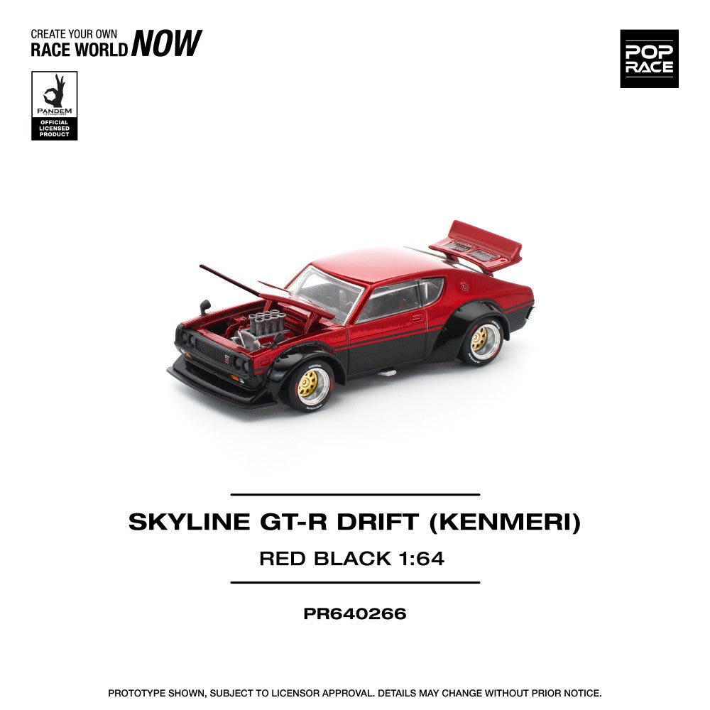 1/64 SKYLINE GT-R DRIFT KPGC110 KENMERI - RED/BLACK - Poprace - PR640266