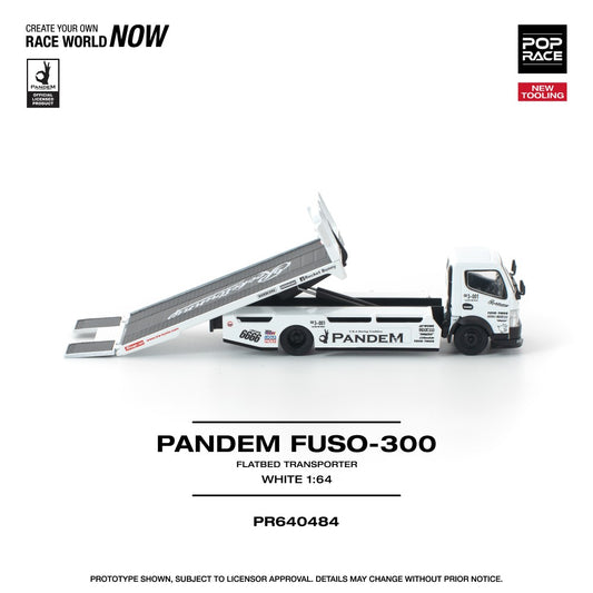 1/64 PANDEM FUSO 300 FLATBED TRANSPORTER WHITE NEW TOOLING - Pop Race - PR640484