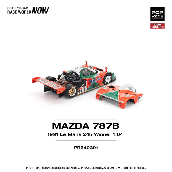 1/64 Mazda 787b 1991 Le Mans 24Hrs WINNER Removeable Front and Rear Cover, Detailed Engine - Poprace - PR640301