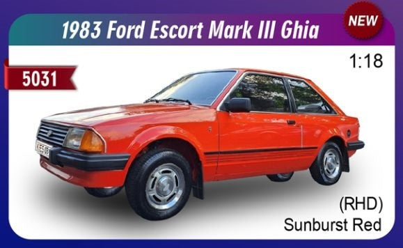 1/18 - Ford Escort Mk3 Ghia 1981 Red RHD UK Exclusive - Limited Edition 360pcs - Sunstar H5031R