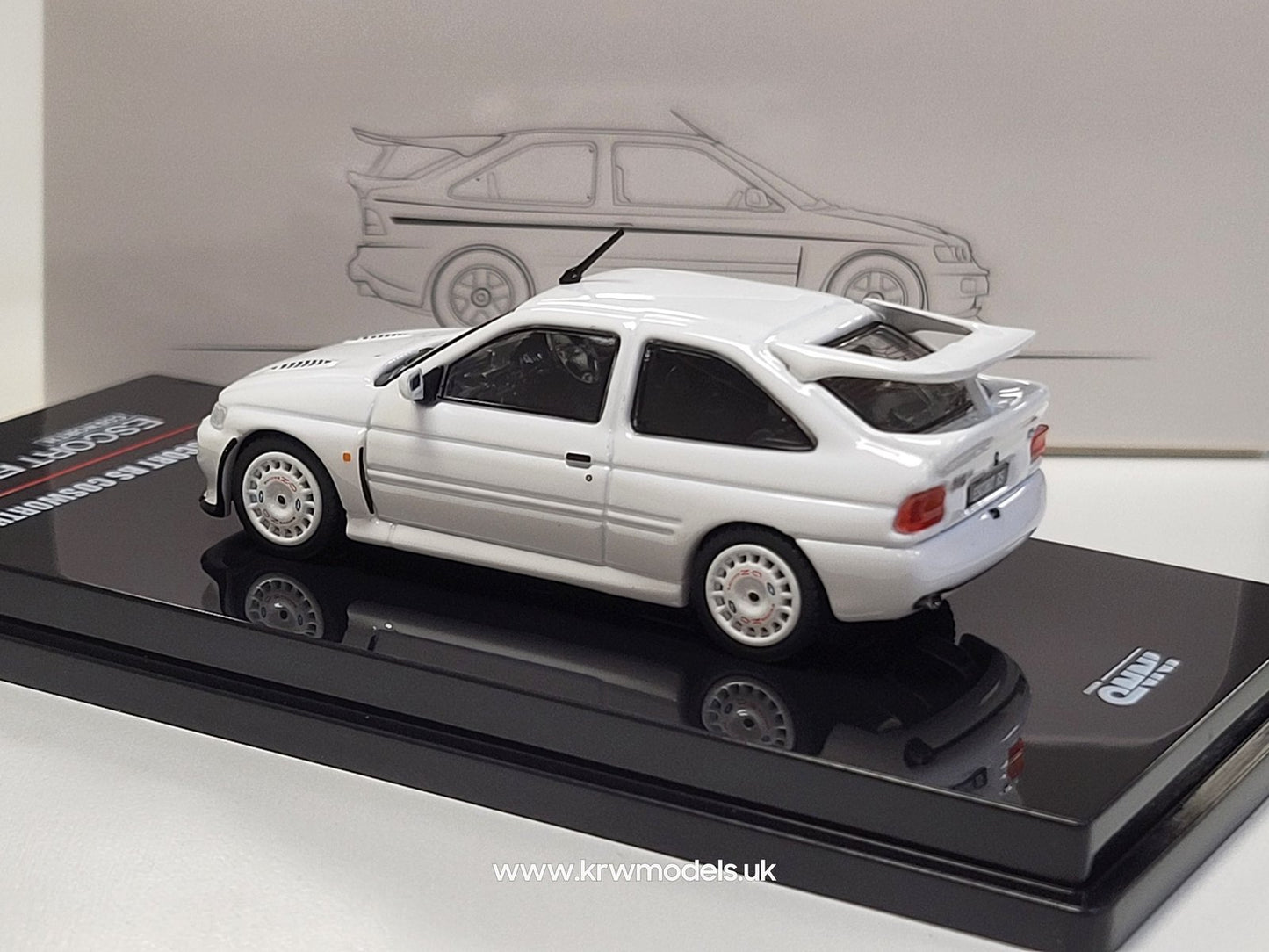 1/64 FORD ESCORT RS COSWORTH WHITE RHD OZ WHEELS - IN64FERSWHI-ROZ