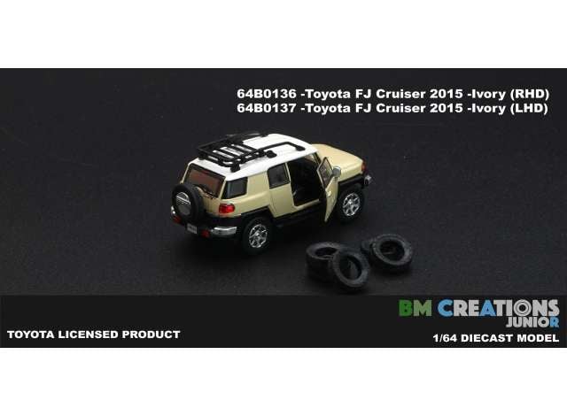 1/64 - 2015 Toyota FJ Cruiser right hand drive, ivory with white roof - BM64B0137lhd