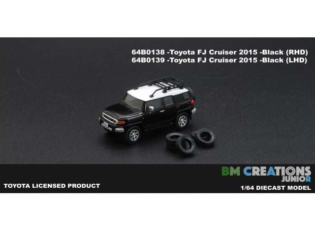 1/64 - 2015 Toyota FJ Cruiser right hand drive, black with white roof - BM64B0138rhd