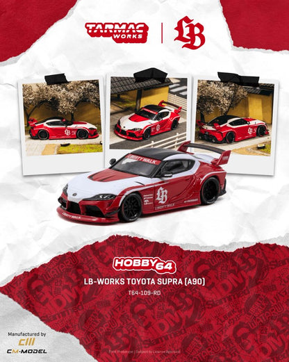 1/64 LB-WORKS TOYOTA SUPRA (A90) Red - Tarmac Works - T64-109-RD ** Pre Order**