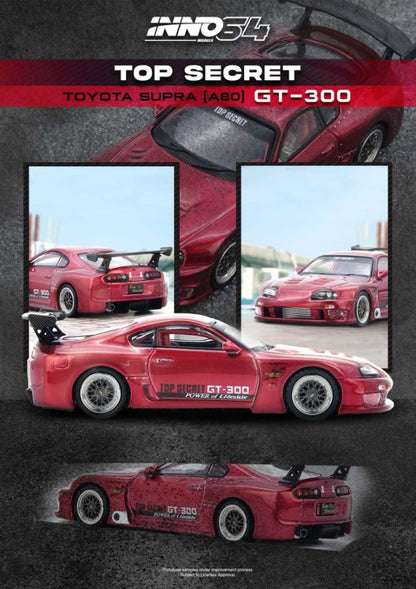 1/64 TOYOTA SUPRA (A80) "TOP SECRET" Red - Inno64 - IN64-A80TS-RED