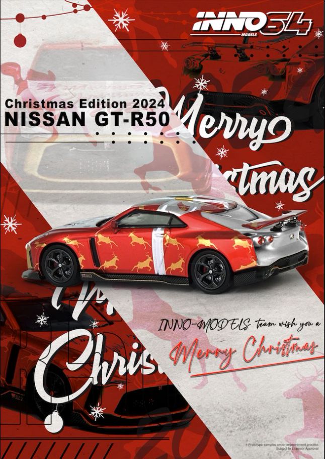 1/64 Nissan GT-R50 *XMAS 2024*, red  - Inno64 - IN64-R50-XMAS24