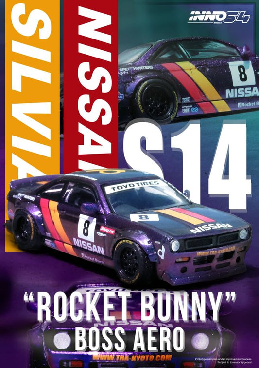 1/64 NISSAN SILVIA (S14) BOSS "ROCKET BUNNY" Purple - inno64 - IN64-S14B-PRP