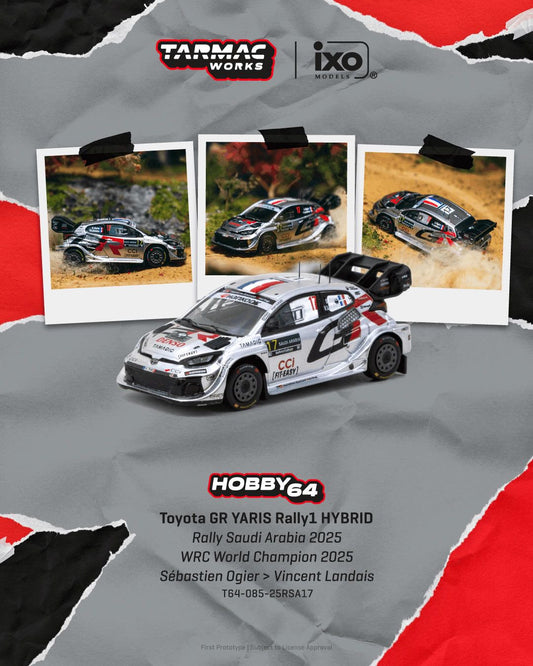 1/64 Toyota GR YARIS Rally1 HYBRID Rally Saudi Arabia 2025 WRC World Champion 2025 Sébastien Ogier / Vincent Landais - Tarmac Works - T64-085-25RSA17