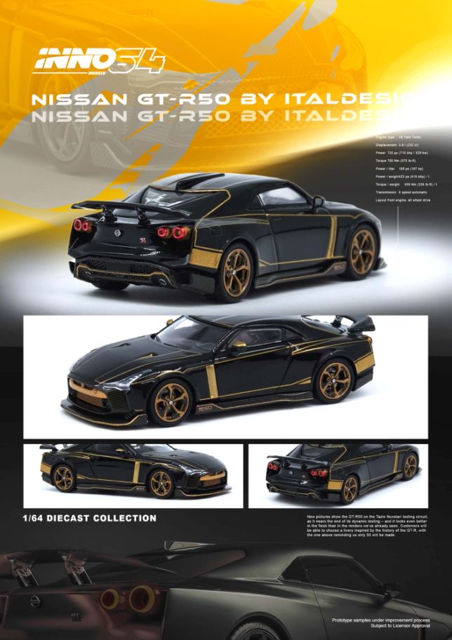 1/64 NISSAN GT-R50 By ITALDESIGN Black - Inno64 - IN64-R50-BLK