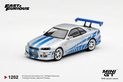 1/64 Nissan Skyline GT-R  C-West  "2 Fast 2 Furious" Brian O'Conner   - Mini GT - MGT01252-BL