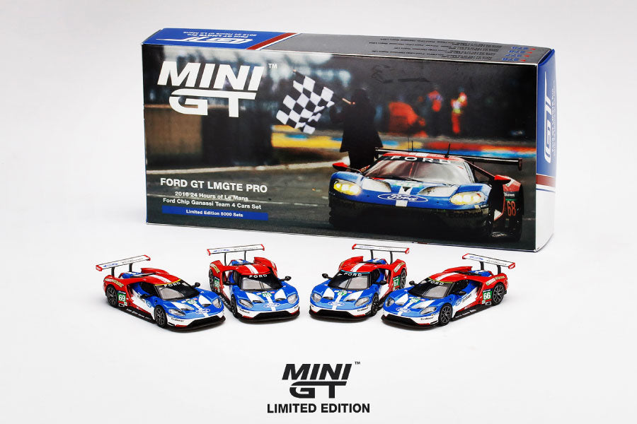 1/64 Ford GT LMGTE PRO 2016 24 Hrs of Le Mans Ford Chip Ganassi Team 4 Cars Set - Mini GT - MGTS0001 - Pre owned