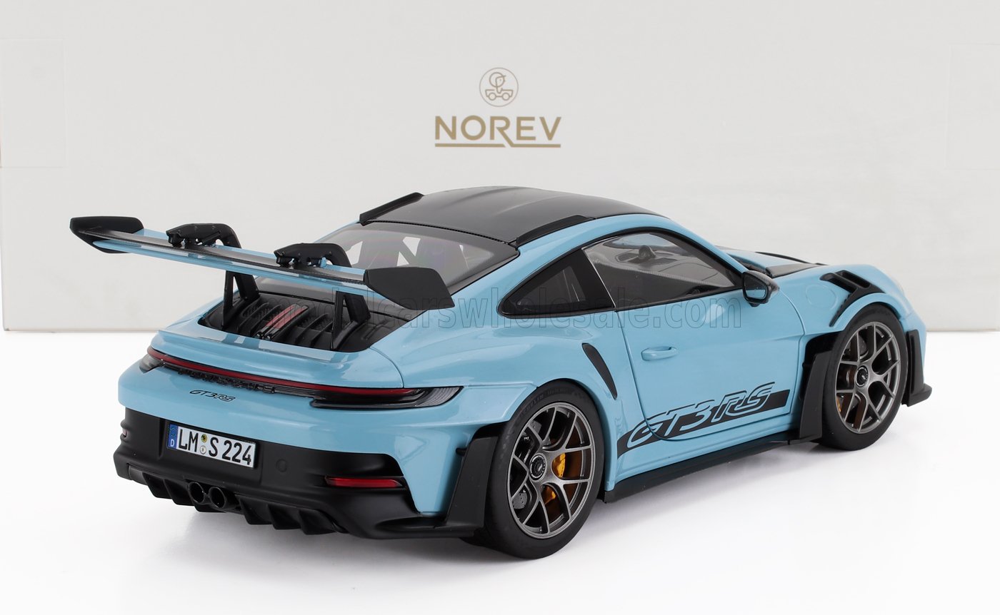 1/18 - PORSCHE - 911 992 GT3 RS COUPE WEISSACH PACKAGE 2022 - LIGHT BLUE BLACK - 187367